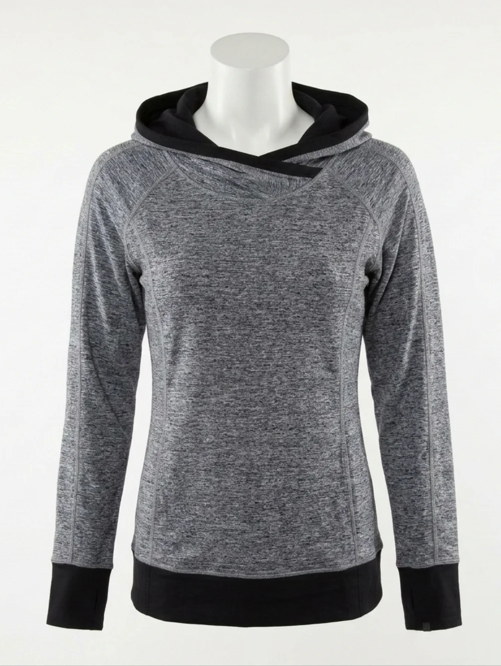 Lululemon Think Fast Hoodie athletica Gray Black Cowl Neck Sweater Size 10 - Picture 1 of 6